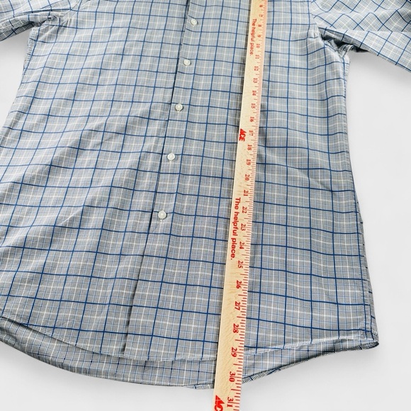 Hugo Boss Shirt Mens 15.5 Blue Plaid Cotton Sharp Fit Button Up Long Sleeves - Picture 11 of 11